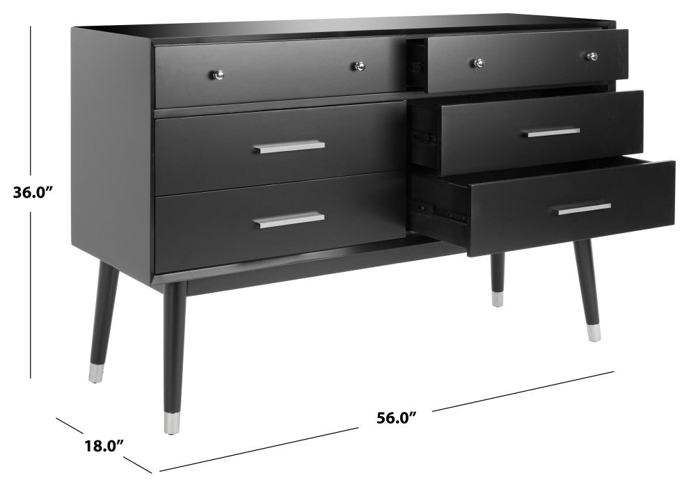 Safavieh Couture Madden Retro Dresser, Black/Silver
