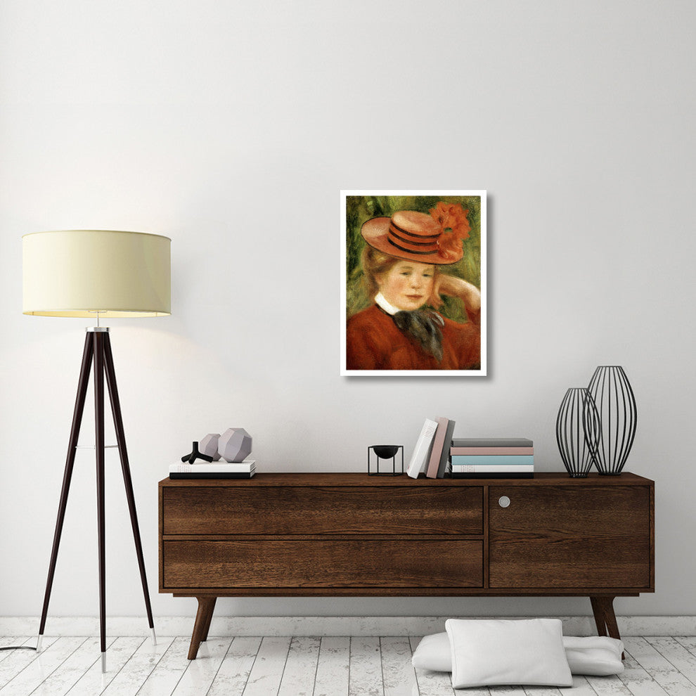 "Girl with a Red Hat" Digital Paper Print by Pierre-Auguste Renoir, 25"x32"