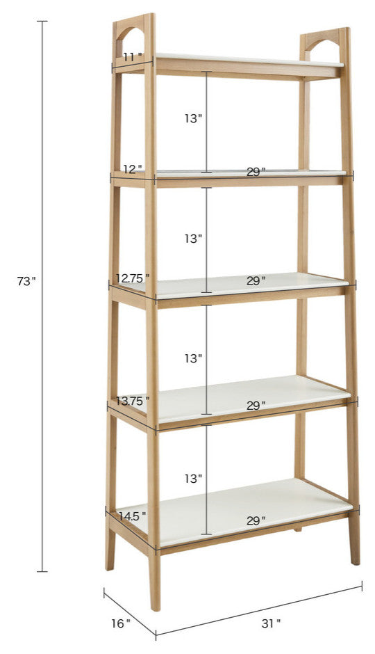Madison Park Parker Mid-Century Modern Natural Wood Bookshelf, Natural