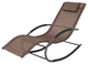 Patio Rocking Chair Curved Rocker Chaise Lounge Chair with Pillow, Brown