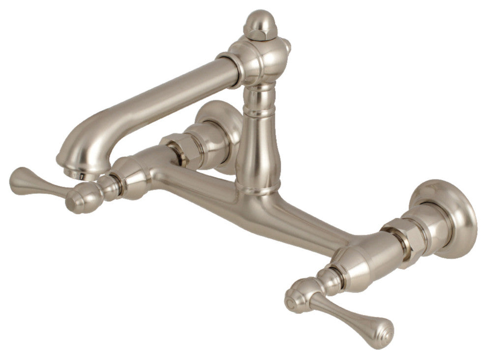 Kingston Brass Wall Mount Bathroom Faucet, Brushed Nickel