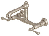 Kingston Brass Wall Mount Bathroom Faucet, Brushed Nickel