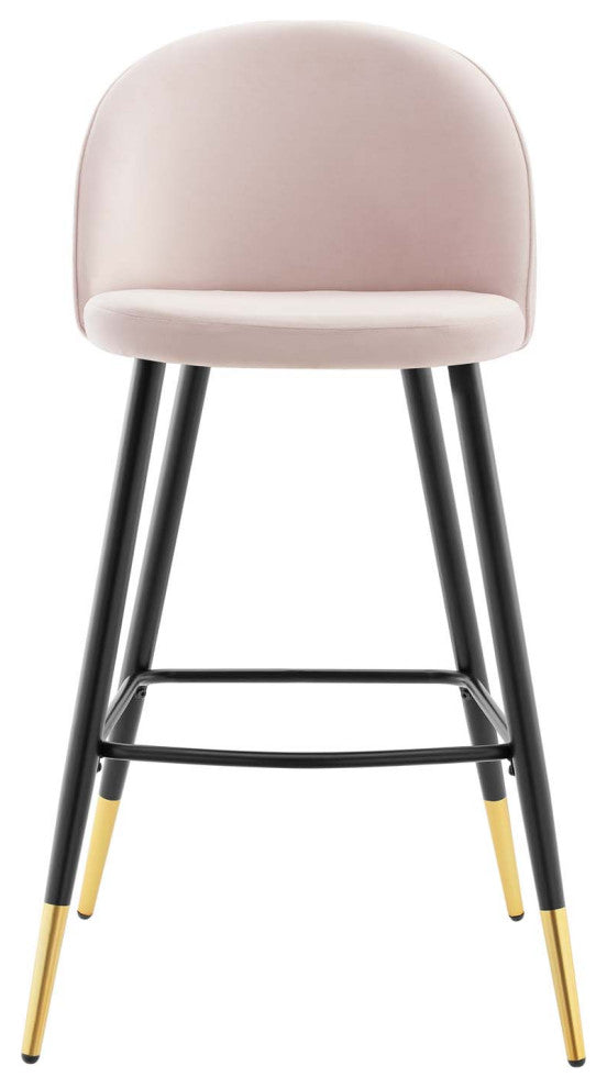 Bar Stool Chair Barstool, Set of 2, Velvet, Metal, Pink, Modern, Bar Pub Bistro