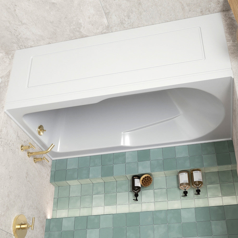 GA-309-20-PBR 60"x32" Acrylic Alcove Bathtub, Polished Brass Drain