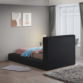 Terra Boucle Fabric Upholstered Bed, Black, Twin