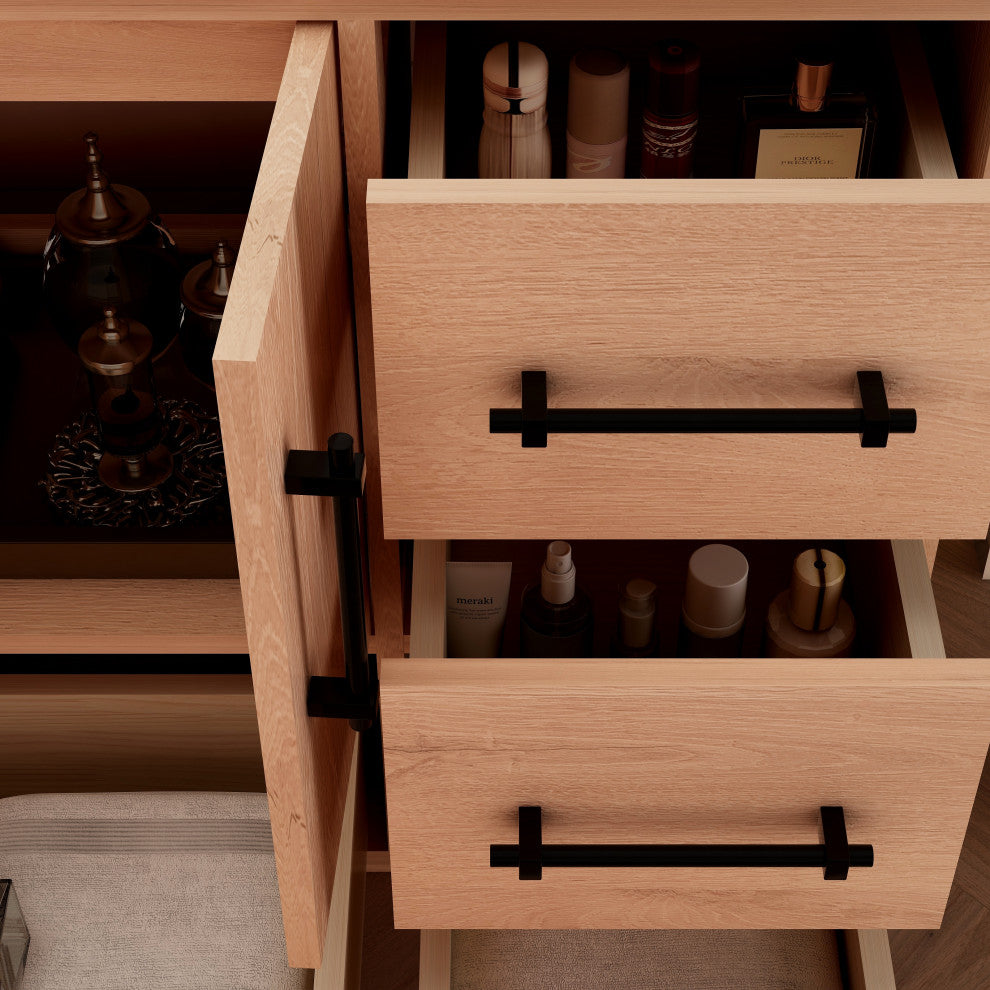 Victoria 72" Solid Wood Bath Vanity, Double Sink, Red Oak