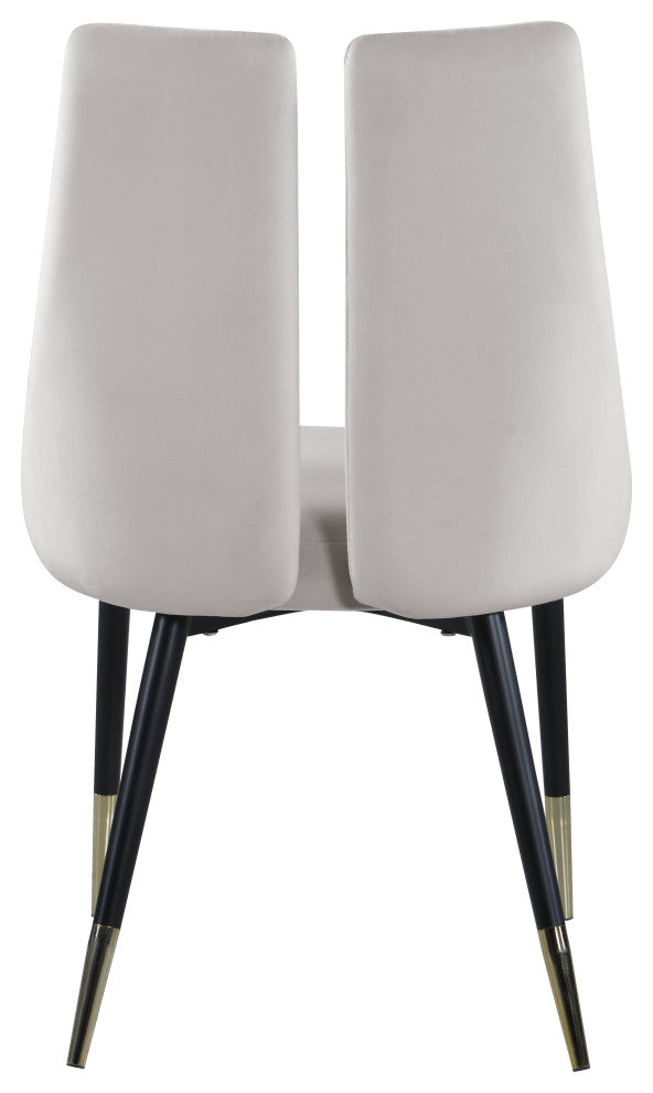 Sleek Velvet Upholstered Dining Chair (Set of 2), Cream