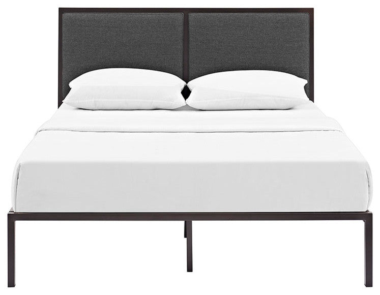 Modway Della King Fabric Bed, Brown Gray