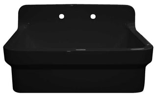 Old Fashioned Country Fireclay Utility Sink With High Backsplash, Black