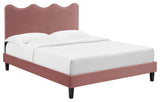 Current Performance Velvet Queen Platform Bed, Dusty Rose