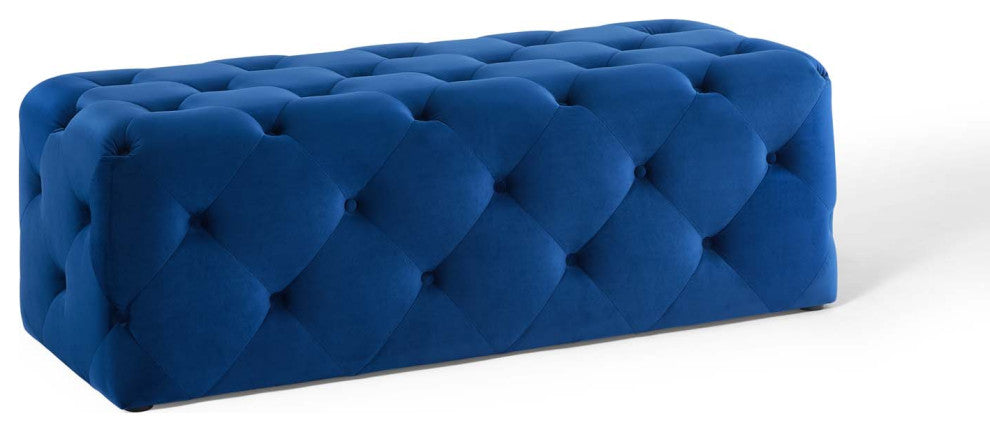 Anthem 48" Tufted Button Entryway Performance Velvet Bench Navy