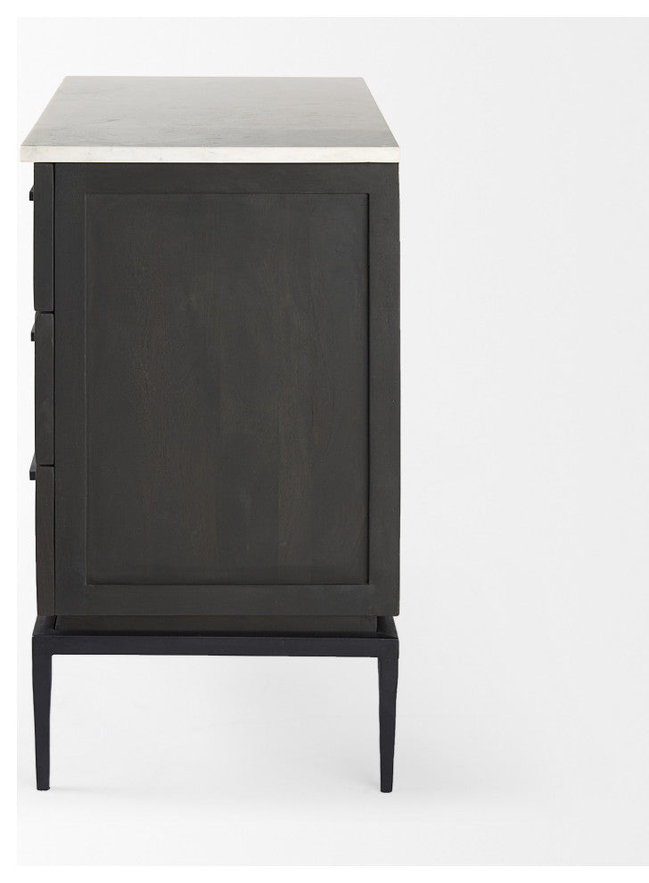 Updated Rustic Dark and Light Marble Top Dresser