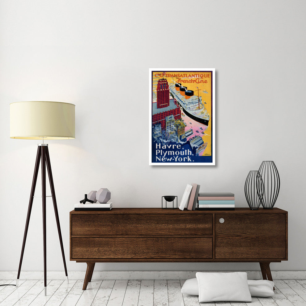 "Transatlantique-French Line / Paris-Havre-New York" Paper Art, 26"x38"
