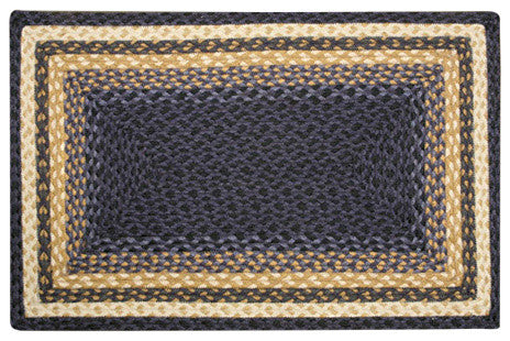 Earth Rugs RC-79 Lt. Blue / Dk. Blue / Mustard Rectangle Braided Rug 3 x 5 Feet