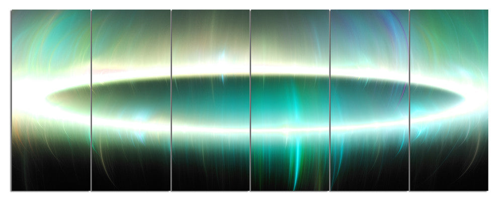 Large Green Oval Fractal Light, Abstract Canvas Art Print, 70"x28", 6 Panels