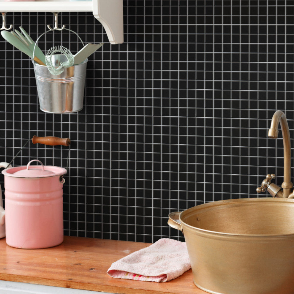 Metro 1" Square Matte Black Porcelain Floor and Wall Tile