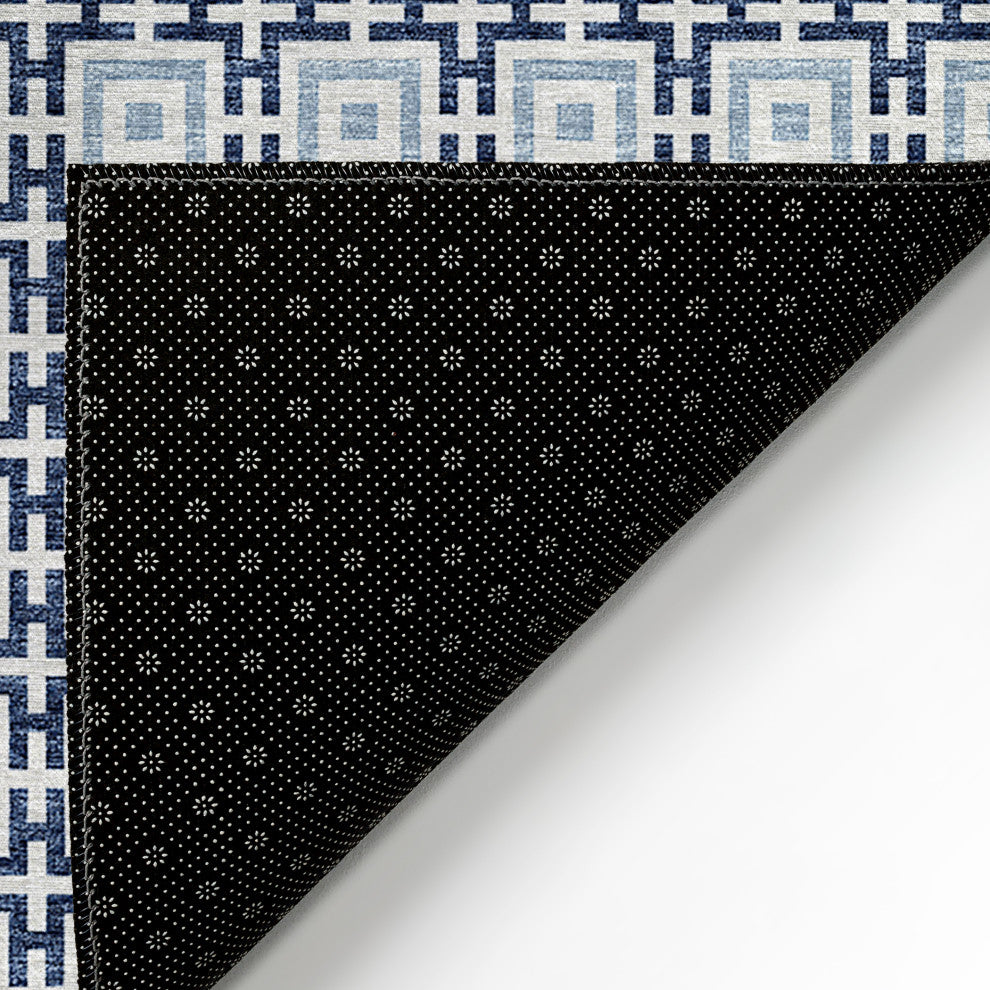 Indoor/Outdoor Marlo MO1 Navy Machine Washable 10' x 10' Rug