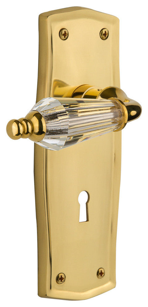 Prairie Plate with Keyhole Passage Parlor Lever, Polished Brass