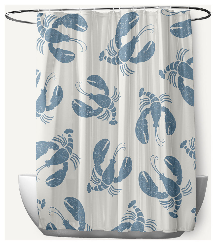 Lobster Fest Dusty Smoke 70" w x 73" h Shower Curtain