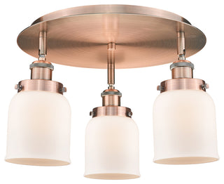 Bell-3 Light 17" Flush Mount-Antique Copper, Matte White Glass Shade