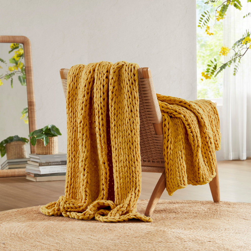 Madison Park Chunky Double Knit Hand Made Throw Blanket