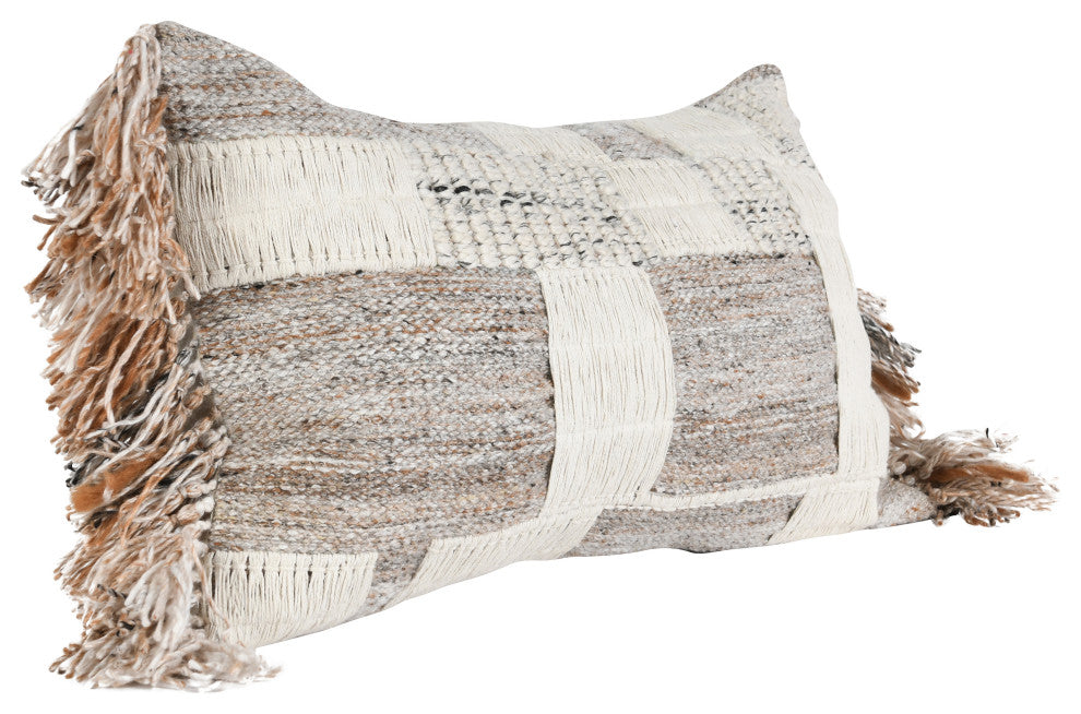 Farah 14"x26" Cotton Linen Blend Throw Pillow, Natural