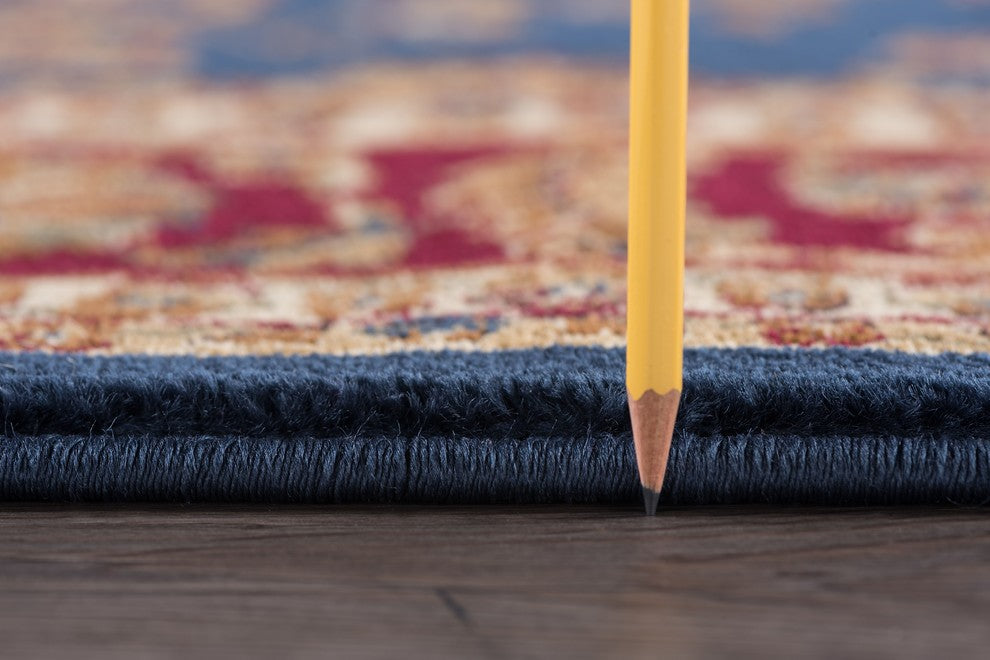 Sariya Transitional Oriental Navy Oval Area Rug, 5' x 7' Oval