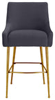 Beatrix Pleated Dark Grey Velvet Counter Stool - Grey