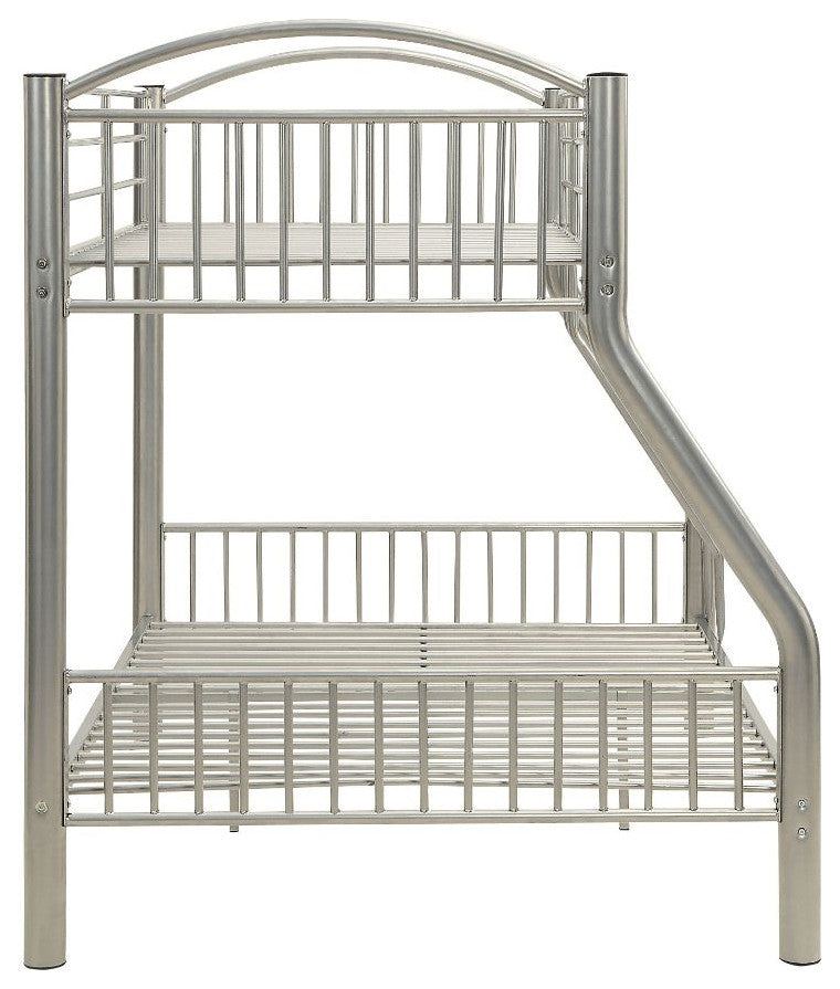 Logan Metal Bunk Bed, Silver, Twin/Full