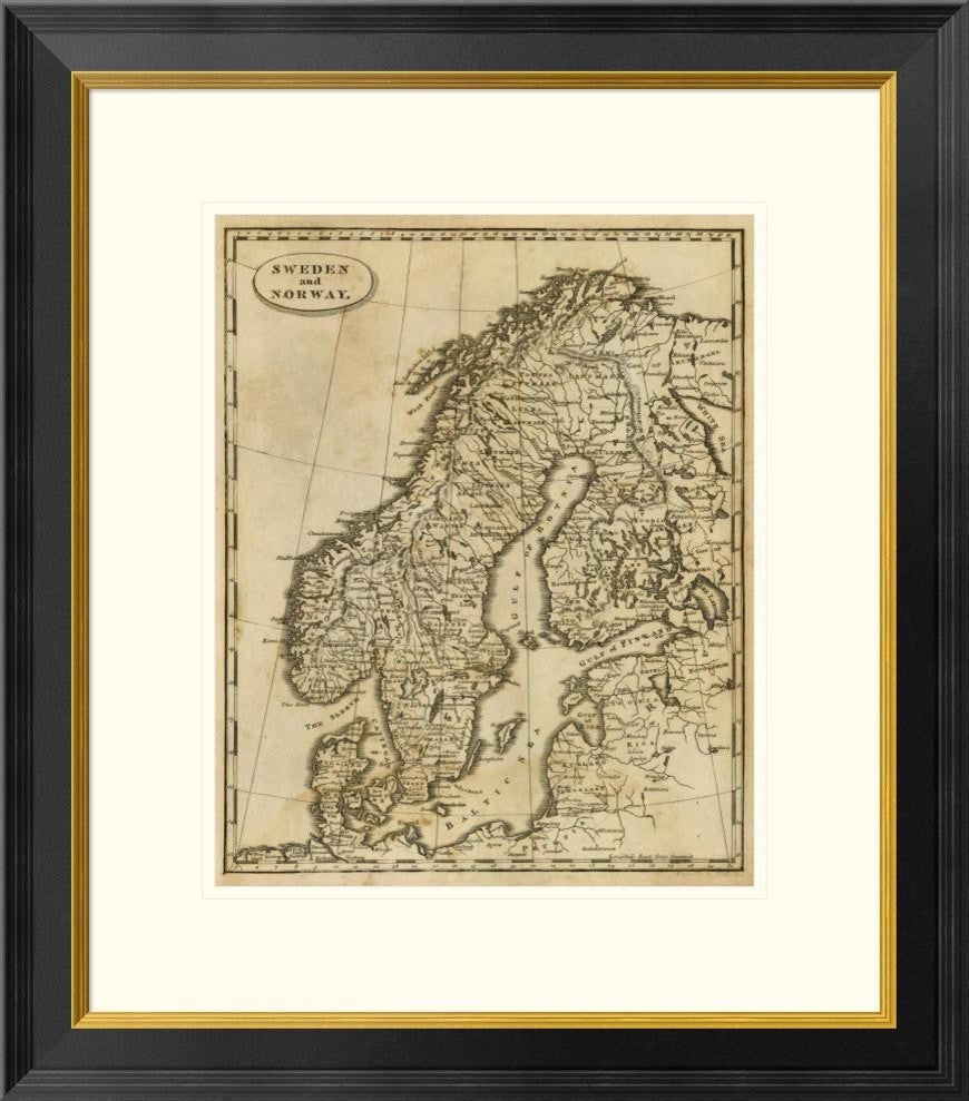 "Sweden, Norway, 1812" Framed Digital Print by Aaron Arrowsmith, 23x26"