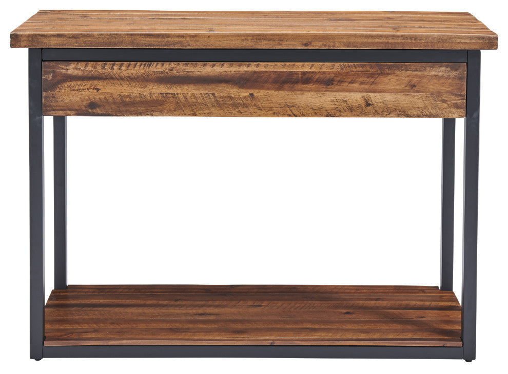 Claremont 43"L Rustic Wood Console Table, Two Drawers and Low Shelf