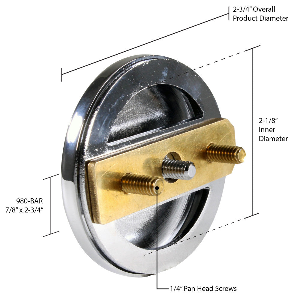 Floating No-Hole Overflow Faceplate, Stainless Steel