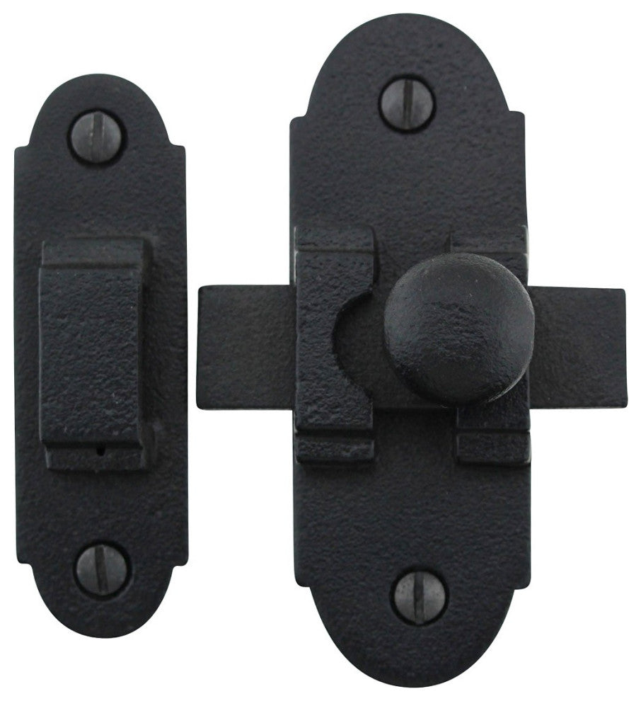 Slide Style Cabinet Latch Black Iron 3 1/4 Inch x 1 1/4 Inch Pack of 3