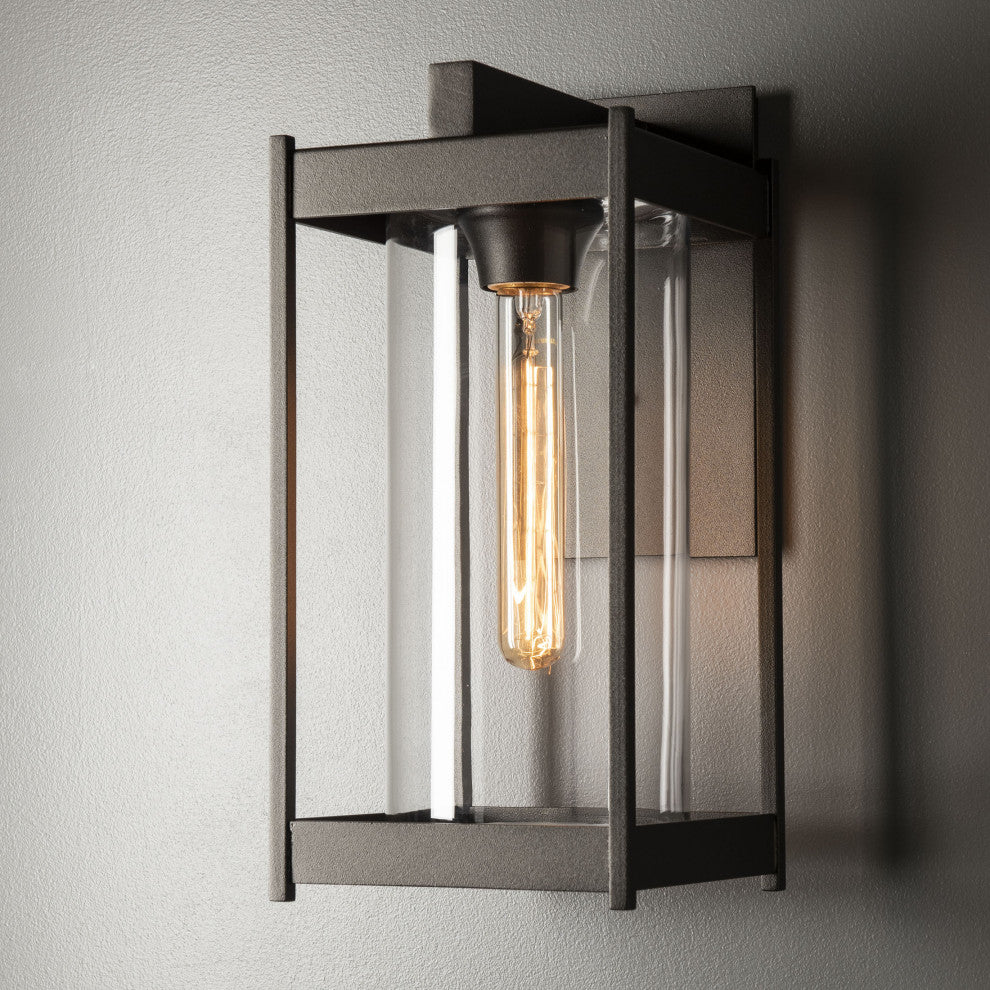Cela Medium Outdoor Sconce Coastal Oil Rubbed Bronze Finish, Clear Glass