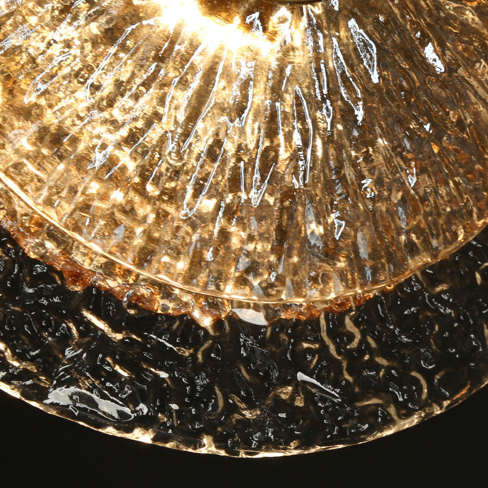 LNC Irma 2-Light 13" Modern Circular Disc LED Chandelier with Glass, Brass