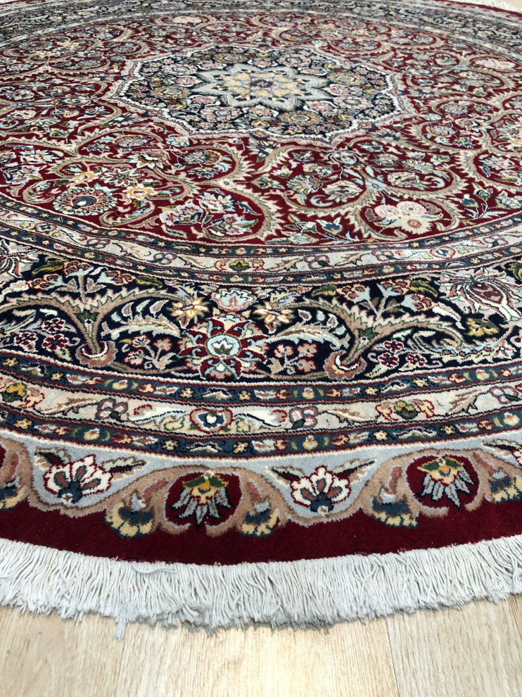 Red Traditional Medallion Finely Woven Indo Tabriz Area Rug