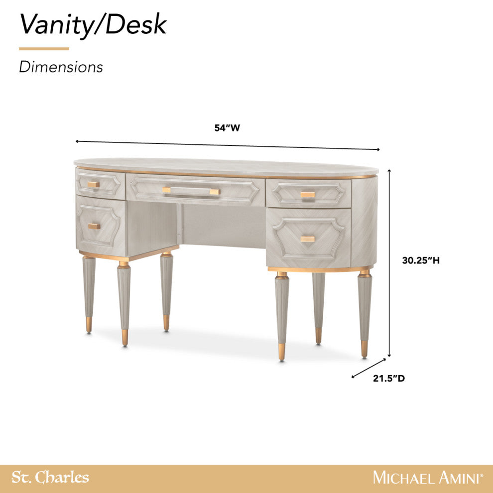 St. Charles Vanity Desk, Dove Gray
