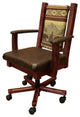 Barnwood Style Timber Peg Upholstered Office Chair, Michael's Cherry, Bear Run and Quarter Espresso