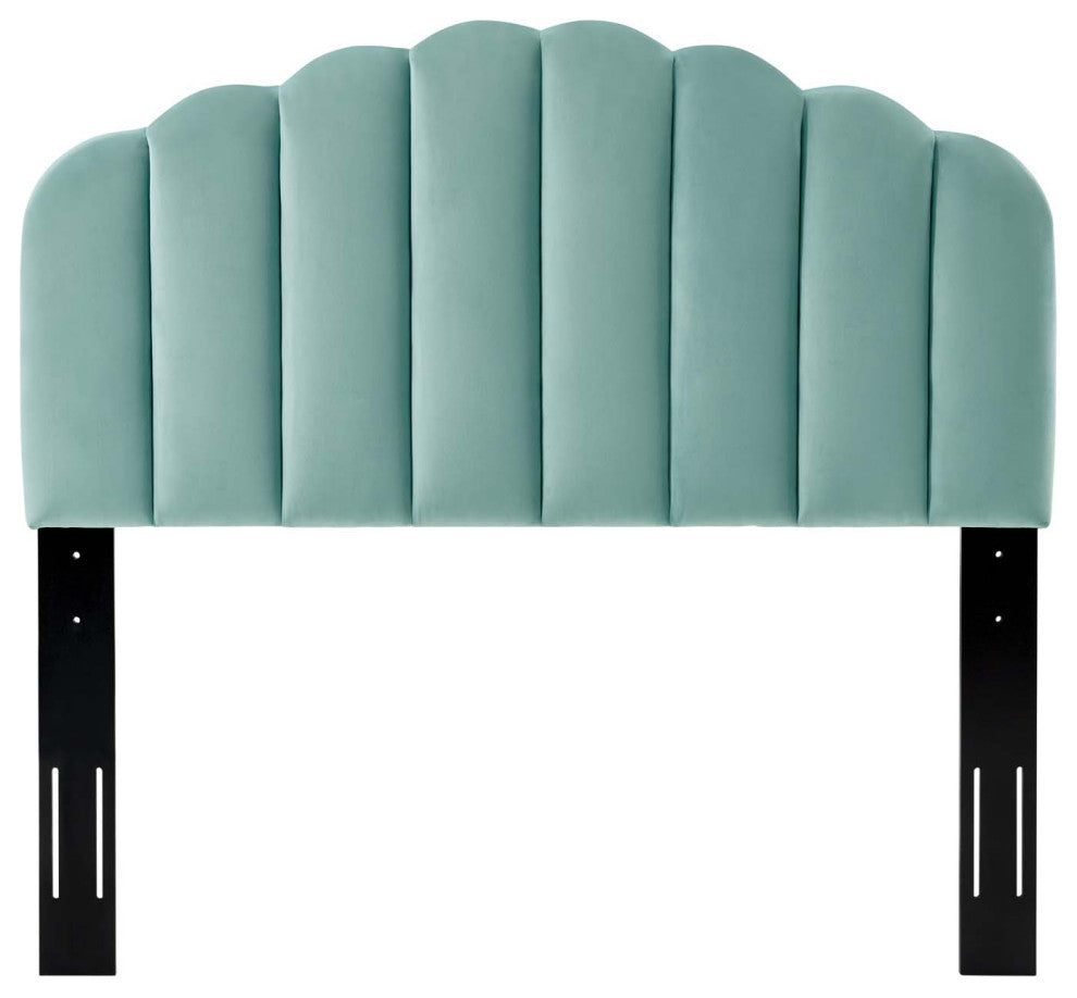 Headboard, Twin Size, Velvet, Dark Gray, Modern Contemporary, Bedroom, Blue