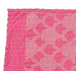 Artisan Hand Loomed Cotton Table Runner, Pink Ginkgo, 18"x96"