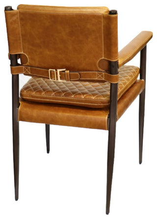 Pasargad Home Capri Top Grain Leather Dining Chair with Armrests