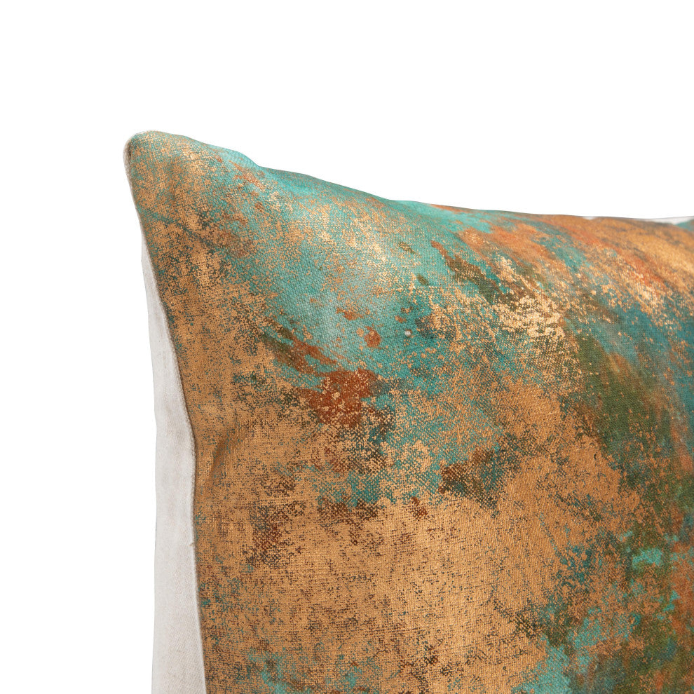 Equilibrium 22x22 Linen Blend Fabric Throw Pillow, Turquoise Copper