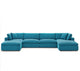 Modern Designer Lounge Club Lobby Sectional Sofa Set, Fabric, Aqua Blue