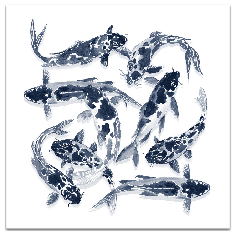 Navy Koi 24 x 24 Canvas Wall Art