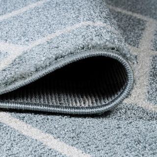 Tumbling Blocks Modern Geometric Light Blue/White 8'x10' Area Rug