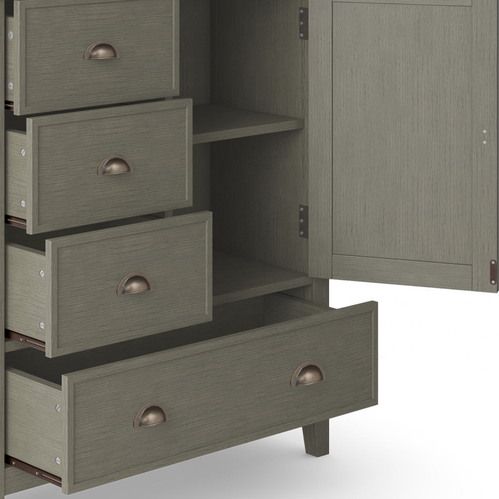 Redmond Solid Wood 39 Inch Wide Medium Storage Cabinet In Farmhouse Grey
