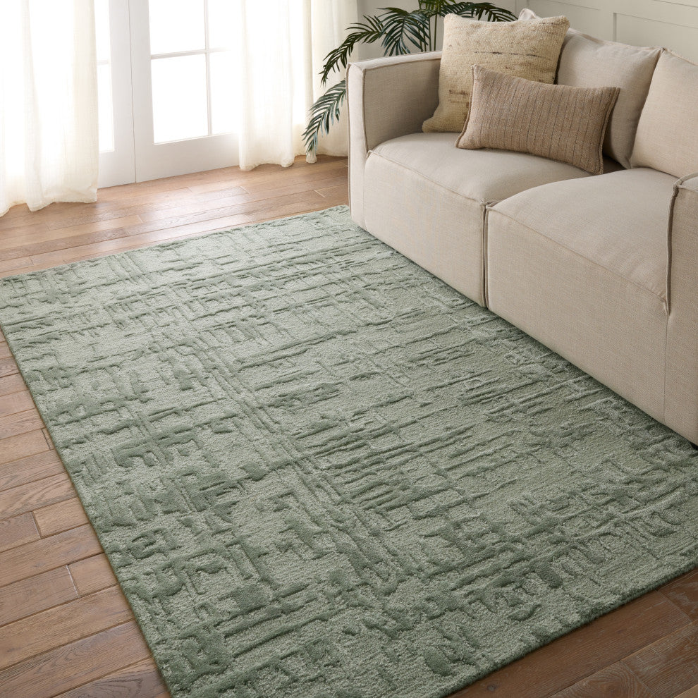 Igneous Handmade Abstract Sage Area Rug 5'X8'
