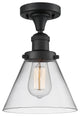 1-Light Large Cone 8" Semi-Flush Mount, Matte Black, Glass: Clear