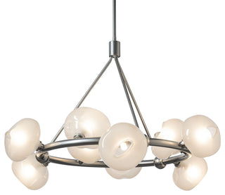 Ume 9-Light Ring Pendant, Sterling, Frosted Glass