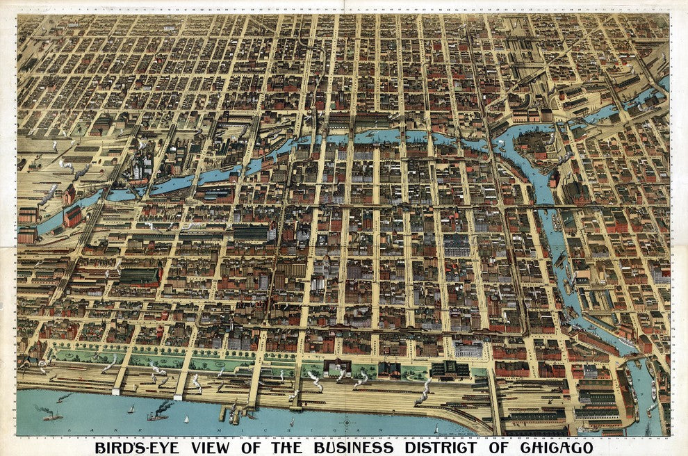 Chicago, 1898 Wall Map Mural, Peel and Stick 3-Panel, 107"x71"